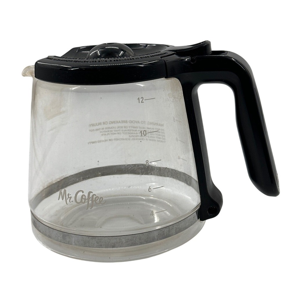 Mr. Coffee 12 Cup Glass Replacement Carafe Black Handle Lid Universal 1014
